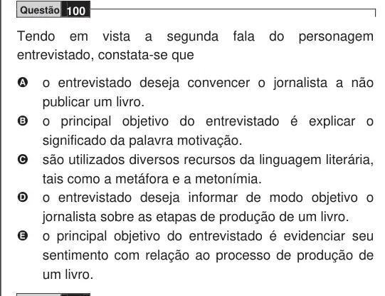 Imagem da questão 100 do ENEM 2009