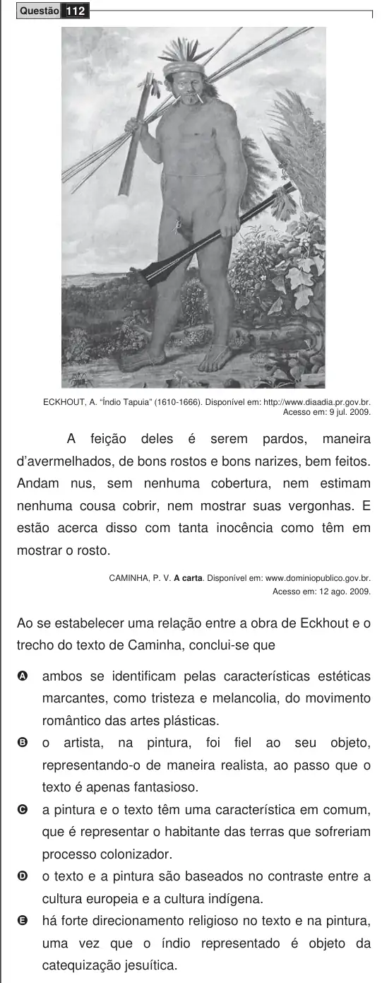 Imagem da questão 112 do ENEM 2009