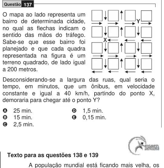 Imagem da questão 137 do ENEM 2009