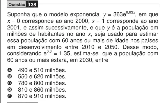 Imagem da questão 138 do ENEM 2009
