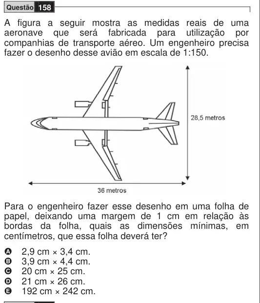 Imagem da questão 158 do ENEM 2009