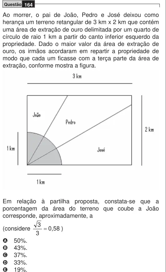 Imagem da questão 164 do ENEM 2009