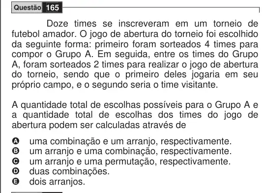 Imagem da questão 165 do ENEM 2009