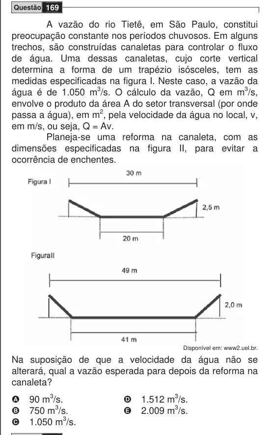 Imagem da questão 169 do ENEM 2009