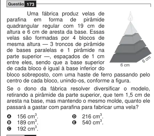 Imagem da questão 173 do ENEM 2009