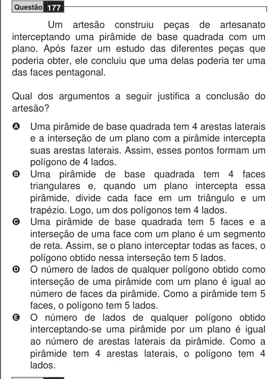 Imagem da questão 177 do ENEM 2009