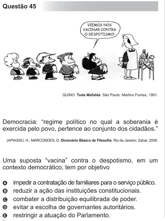 Imagem da questão 45 do ENEM 2010