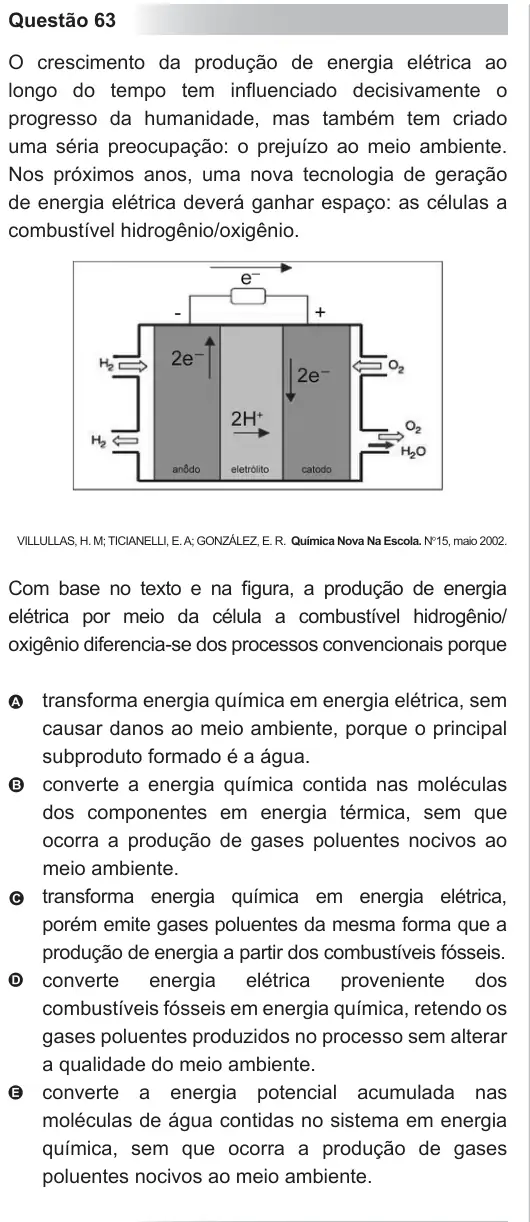 Imagem da questão 63 do ENEM 2010