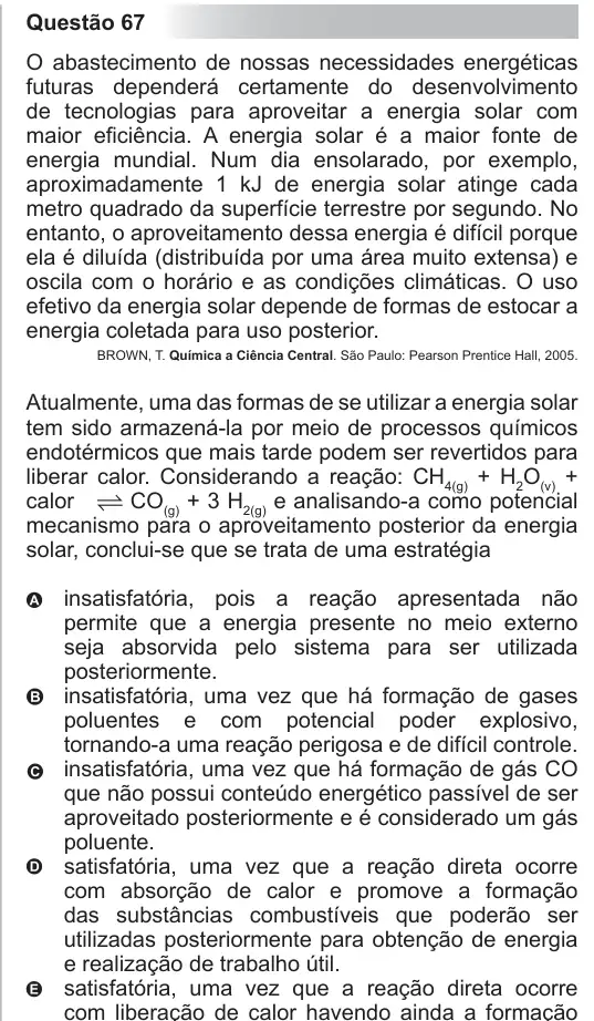 Imagem da questão 67 do ENEM 2010