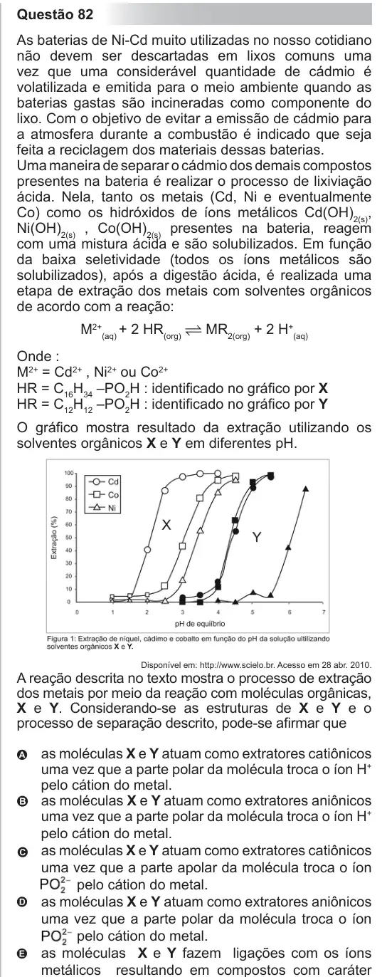 Imagem da questão 82 do ENEM 2010