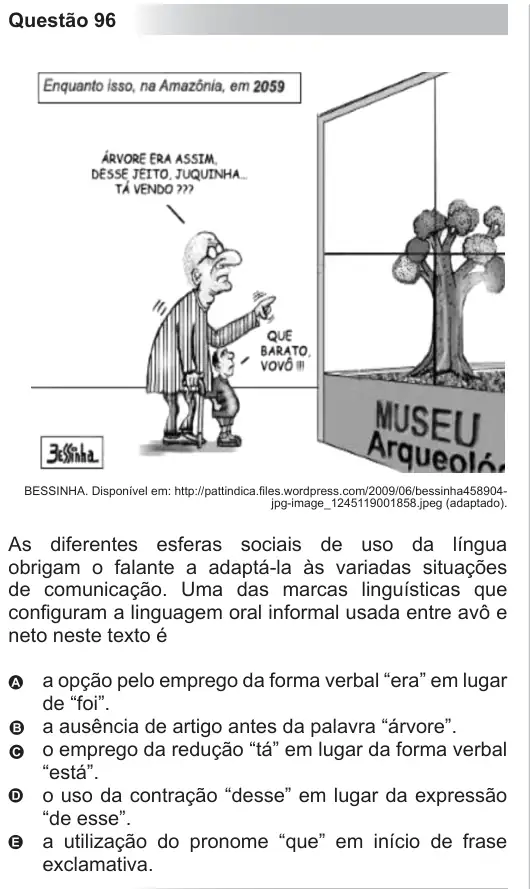 Imagem da questão 96 do ENEM 2010