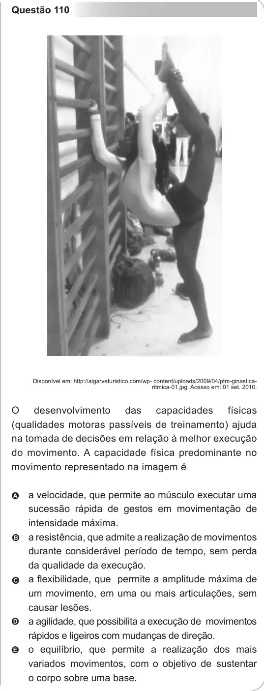 Imagem da questão 110 do ENEM 2010