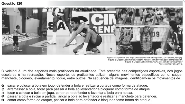 Imagem da questão 120 do ENEM 2010