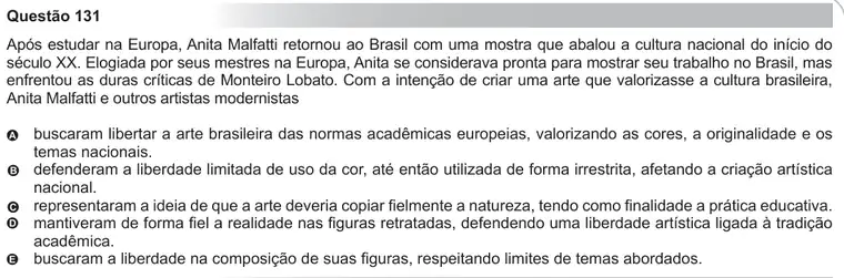 Imagem da questão 131 do ENEM 2010
