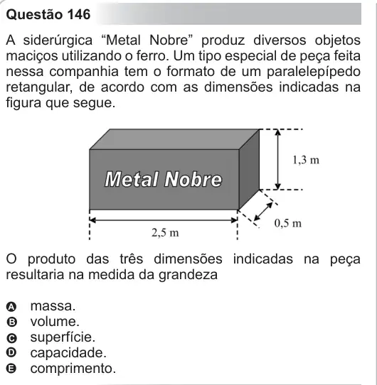 Imagem da questão 146 do ENEM 2010