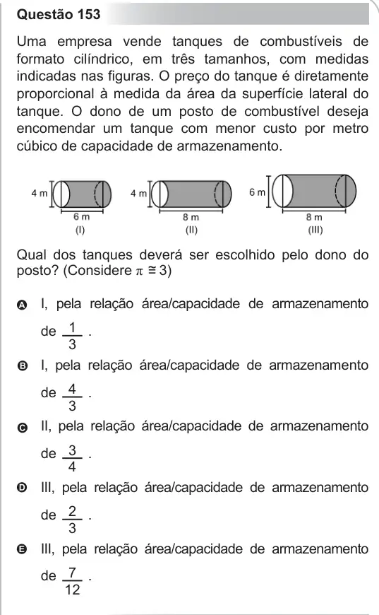 Imagem da questão 153 do ENEM 2010