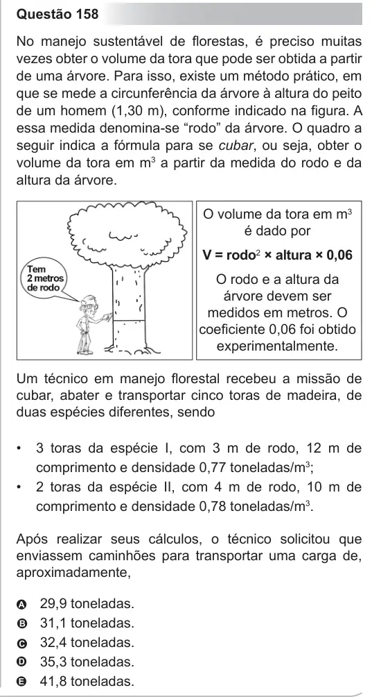 Imagem da questão 158 do ENEM 2010