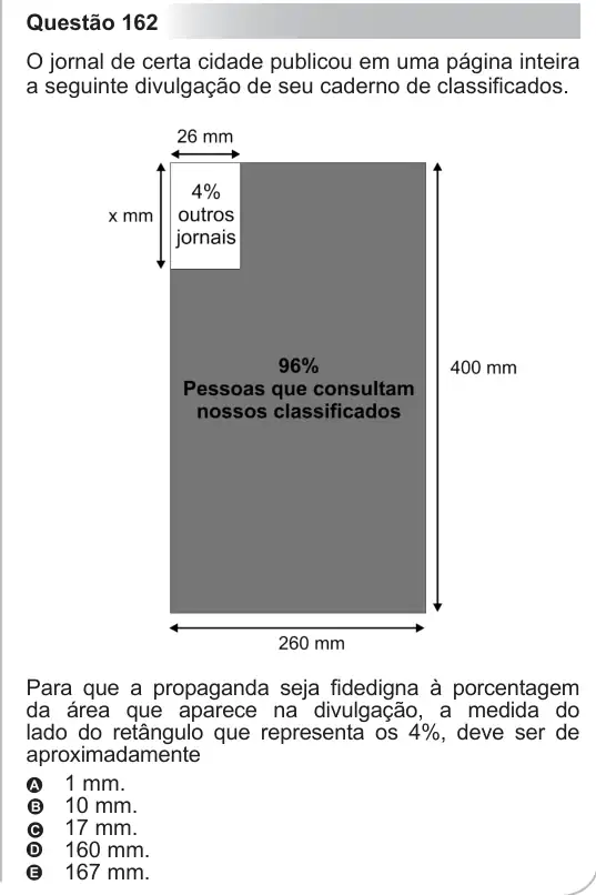 Imagem da questão 162 do ENEM 2010