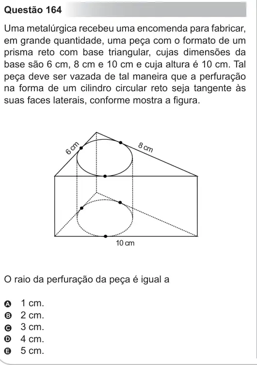 Imagem da questão 164 do ENEM 2010