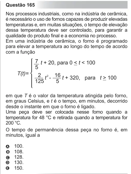 Imagem da questão 165 do ENEM 2010