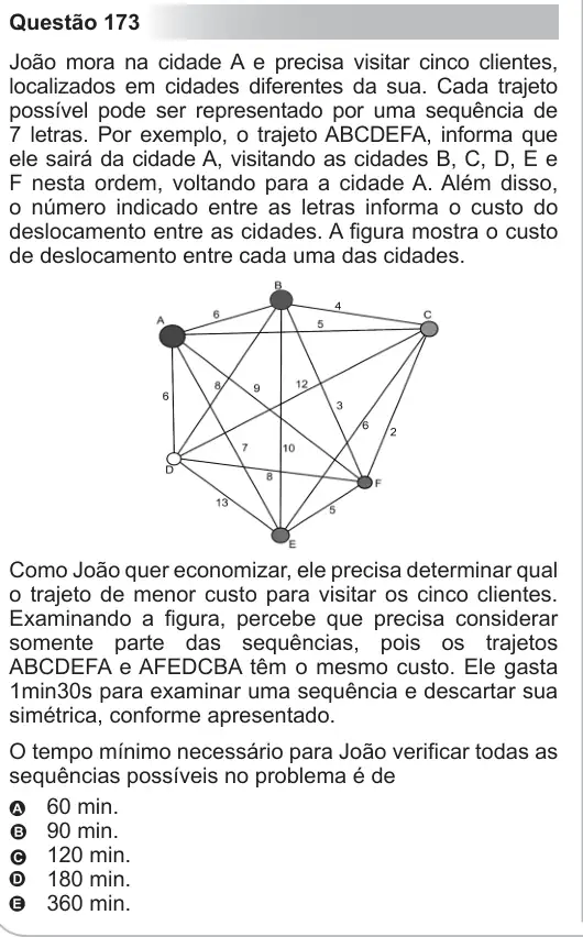 Imagem da questão 173 do ENEM 2010