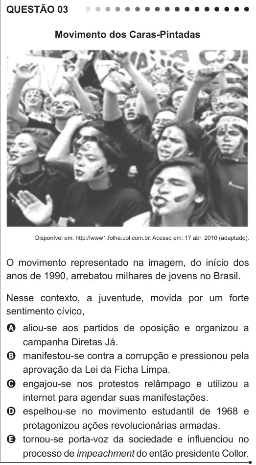 Imagem da questão 3 do ENEM 2011