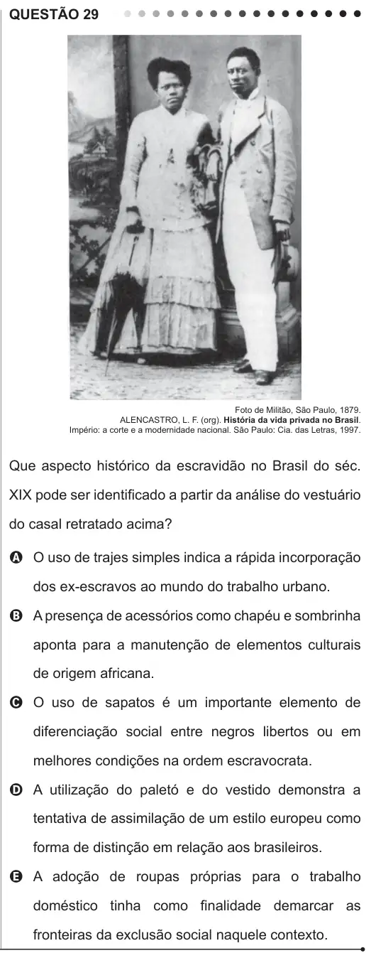 Imagem da questão 29 do ENEM 2011