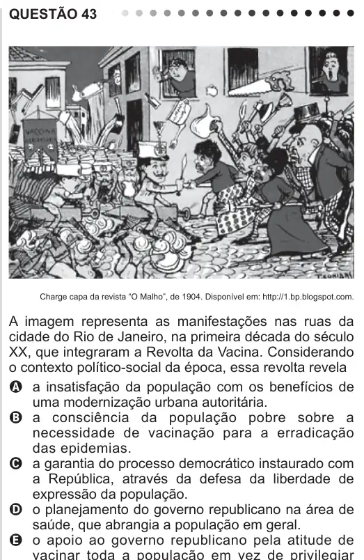 Imagem da questão 43 do ENEM 2011