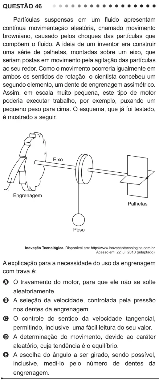 Imagem da questão 46 do ENEM 2011