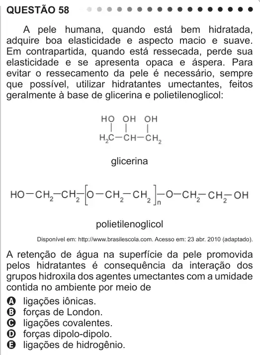 Imagem da questão 58 do ENEM 2011