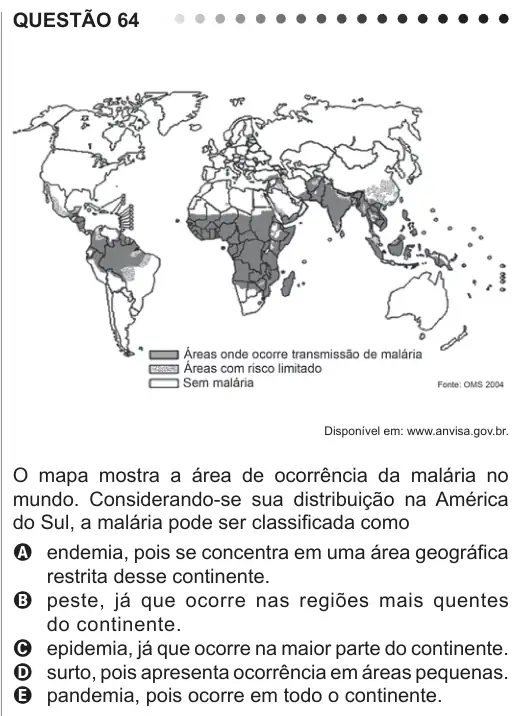 Imagem da questão 64 do ENEM 2011