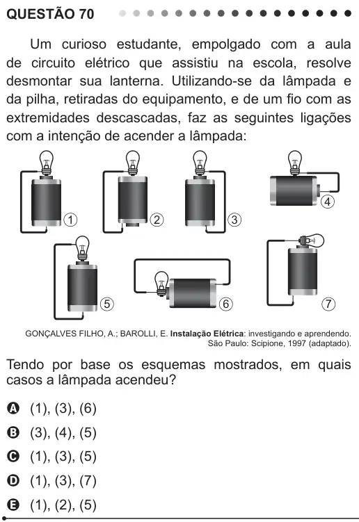 Imagem da questão 70 do ENEM 2011