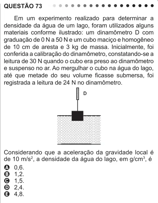 Imagem da questão 73 do ENEM 2011