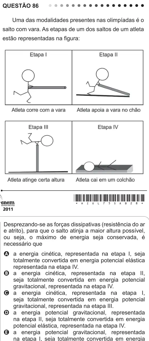 Imagem da questão 86 do ENEM 2011