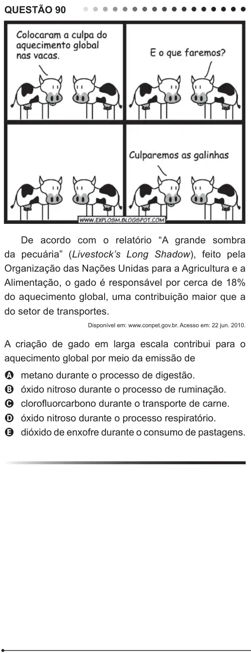 Imagem da questão 90 do ENEM 2011
