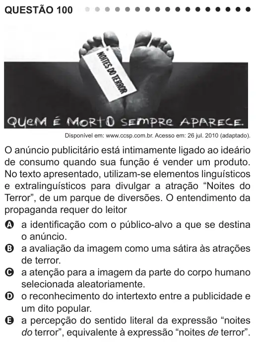 Imagem da questão 100 do ENEM 2011