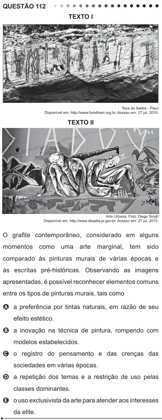 Imagem da questão 112 do ENEM 2011