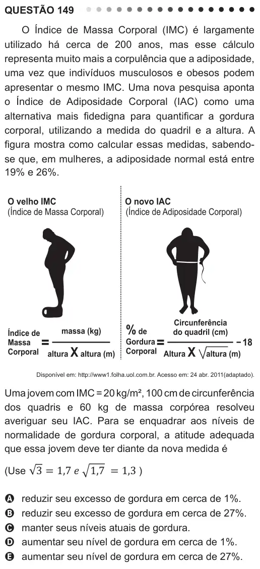 Imagem da questão 149 do ENEM 2011