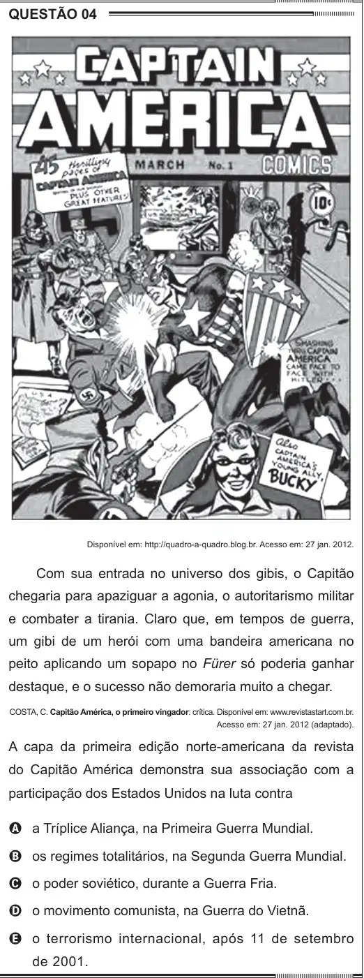 Imagem da questão 4 do ENEM 2012