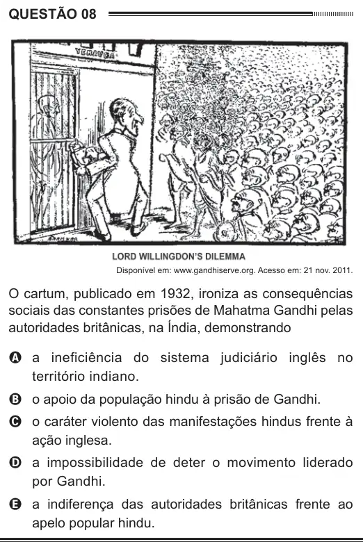 Imagem da questão 8 do ENEM 2012