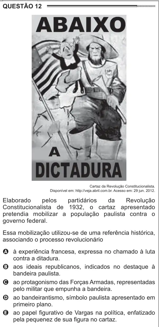 Imagem da questão 12 do ENEM 2012