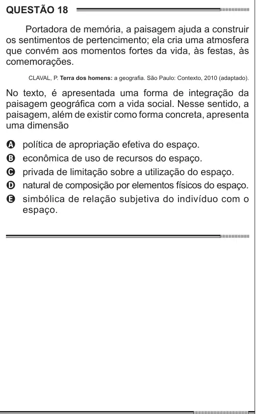 Imagem da questão 18 do ENEM 2012