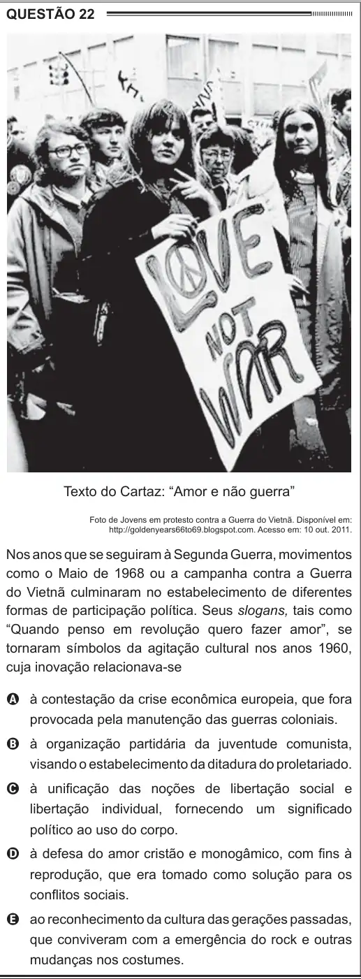 Imagem da questão 22 do ENEM 2012