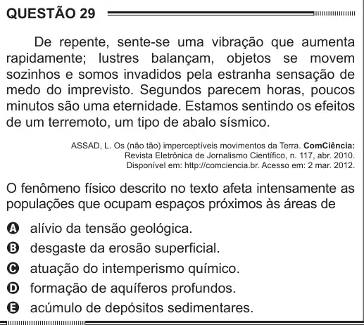 Imagem da questão 29 do ENEM 2012