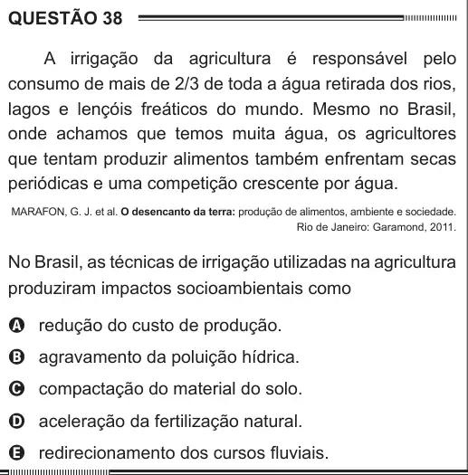 Imagem da questão 38 do ENEM 2012