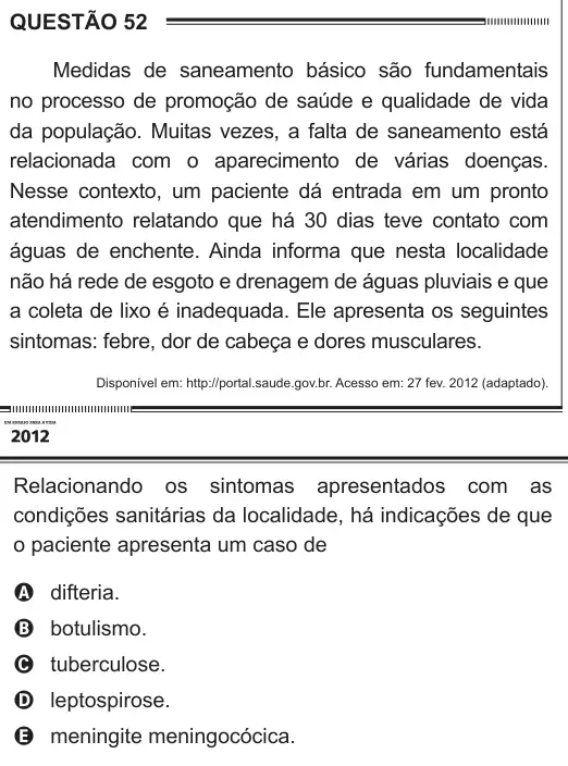 Imagem da questão 52 do ENEM 2012