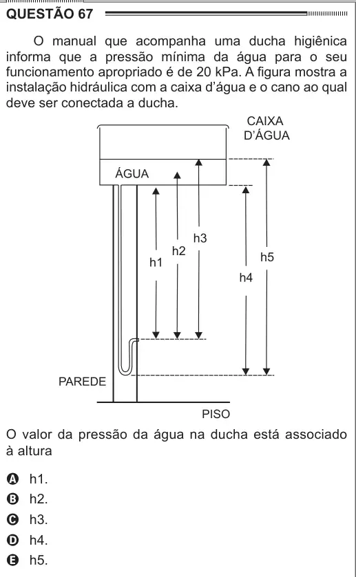 Imagem da questão 67 do ENEM 2012