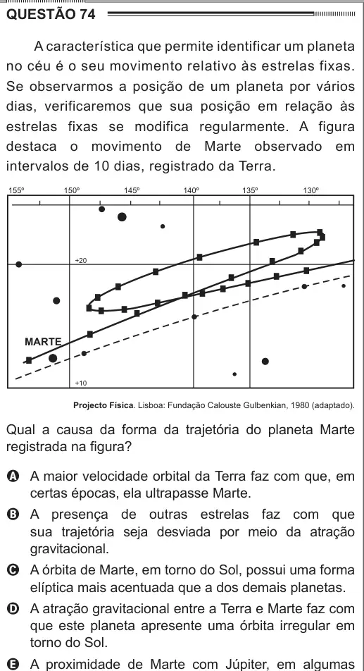 Imagem da questão 74 do ENEM 2012