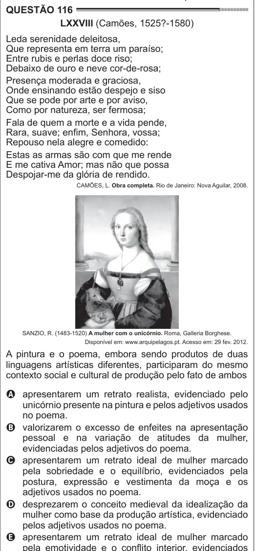 Imagem da questão 116 do ENEM 2012