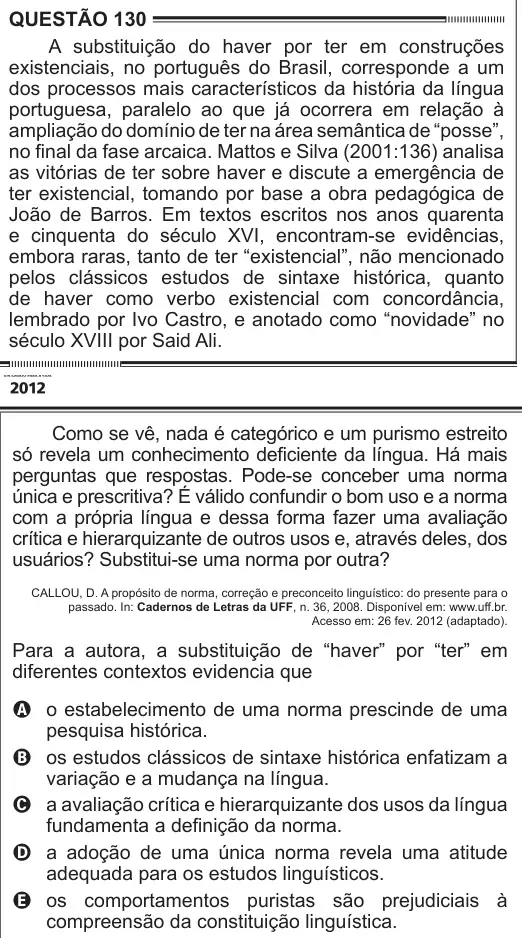 Imagem da questão 130 do ENEM 2012